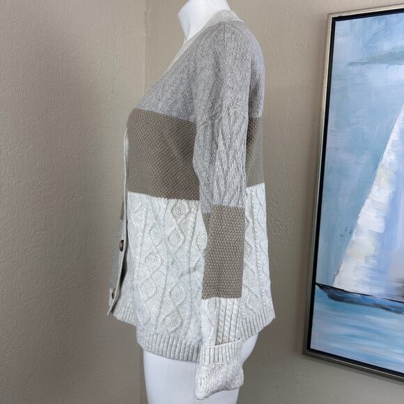 J. Jill Cardigan Sweater Patchwork Cable Knit Size small NWT - Picture 2 of 6